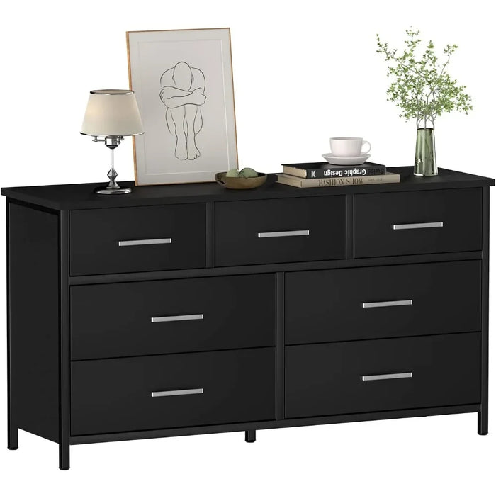 Drawer Table for Bedroom Wood Storage Organizer with Sturdy Steel Frame 7Wood Chests of Drawers