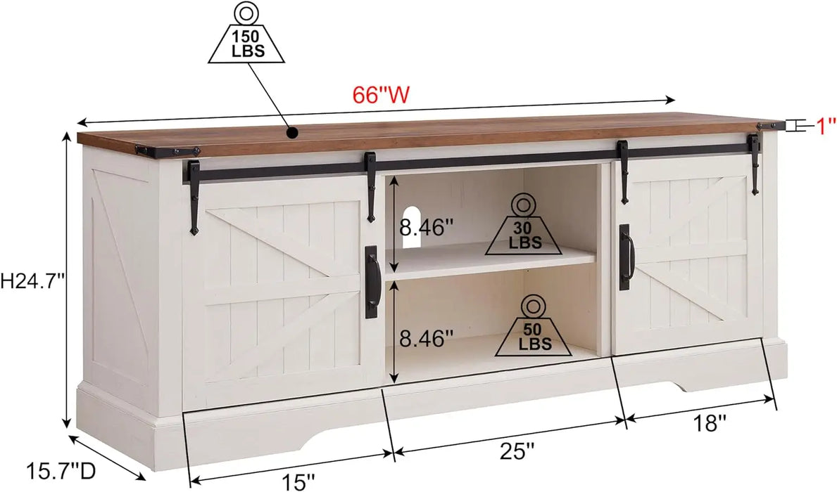 OKD Farmhouse TV Stand for 75 Inch TV with Sliding Barn Door, Rustic Wood Entertainment Center Large Media Console Cabinet
