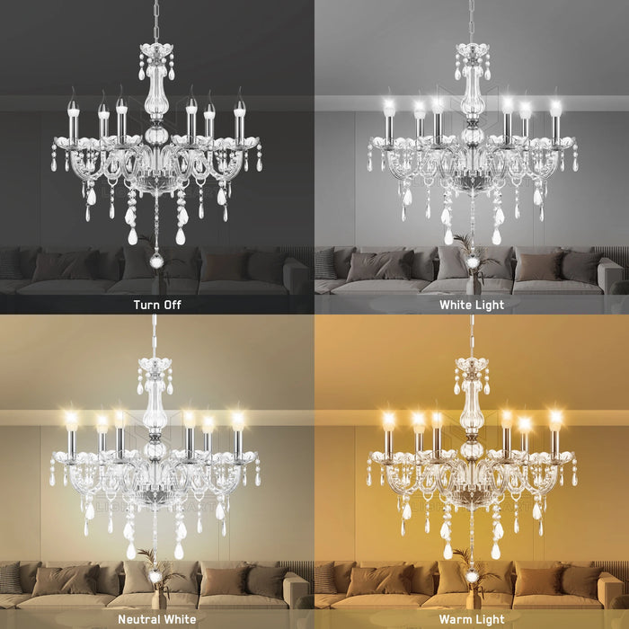 TRY-YEAN Elegant 6 Chandelier Lighting Modern Crystal Lights Kitchen Chandeliers Light Ceiling Pendant Lamp Transparent Color