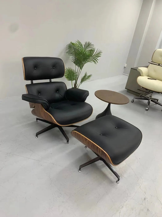 EAMES Recliner Original Chair Sofa Leather Simple Designer Lounge  Walnut Wood Aluminium Alloy Living Room Rotating Boss Chair