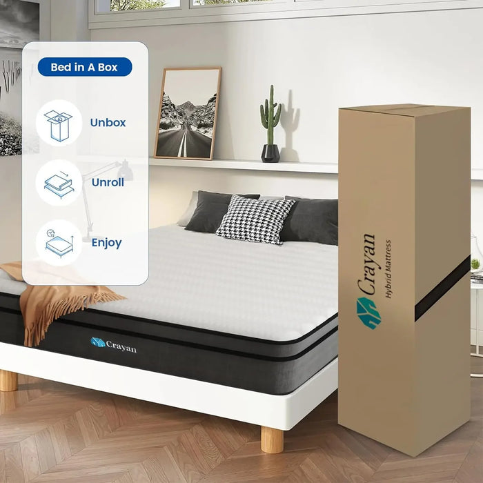 Full Mattress, 12 Inch Memory Foam Mattress Full Size  Hybrid Mattress in a Box with Individual Pocket Spring Pressure Relief