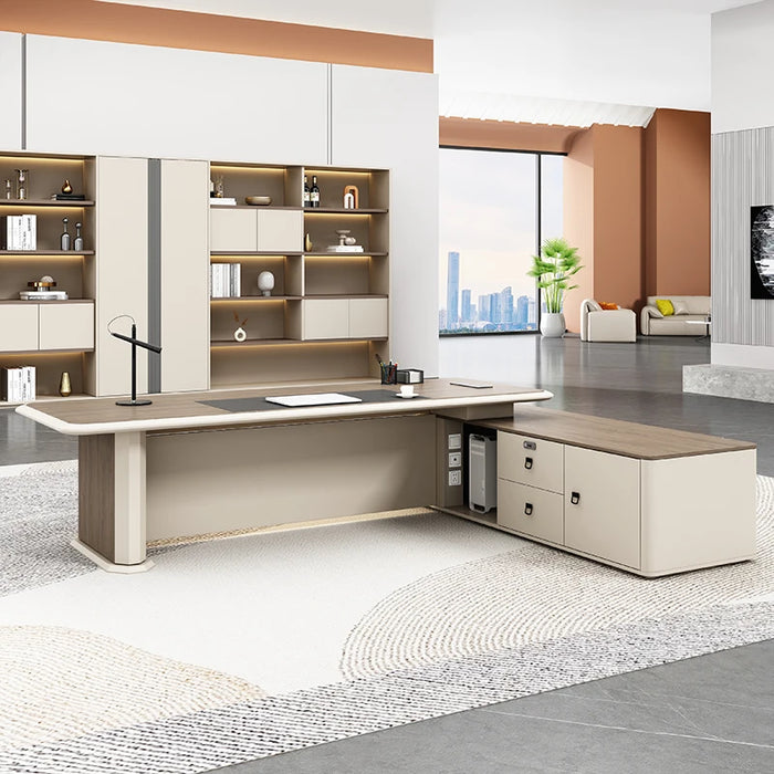 Executive Office Desk Modern L Shaped Organizer Wooden Standing Console Computer Desk Table Drawers Escritorio Office Furniture