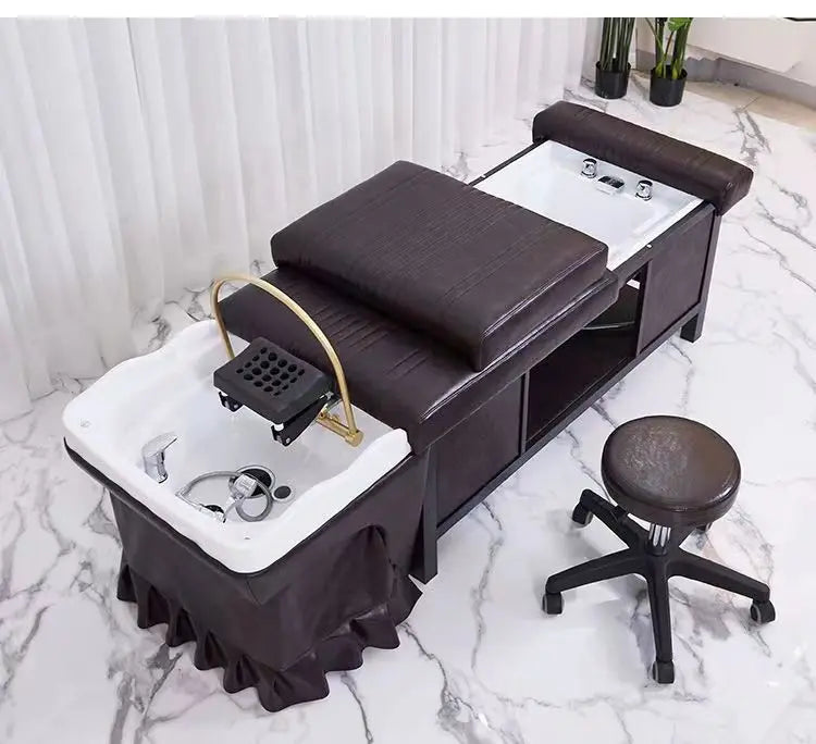 thai shampoo bed with foot bath tub spa bed modern salon shop shampoo washing chair bed