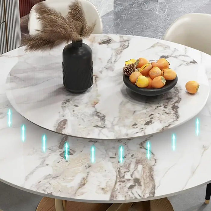 Italian Office Luxury Rock Board Dining Table Turntable Modern Simple Household Kitchen Table And Chair Bedroom Set Furniture