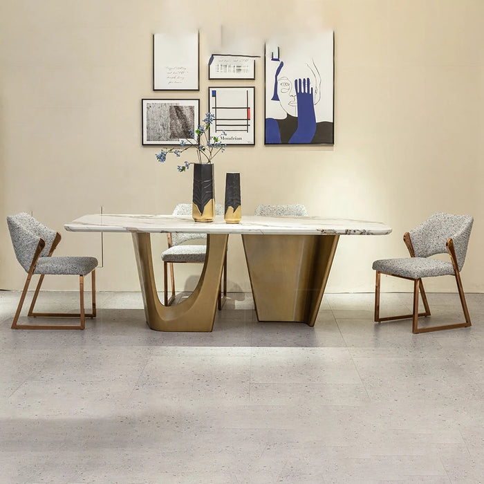 Gold Stainless Steel Marble Dining Table Dining Room Brushed Luxury Furniture