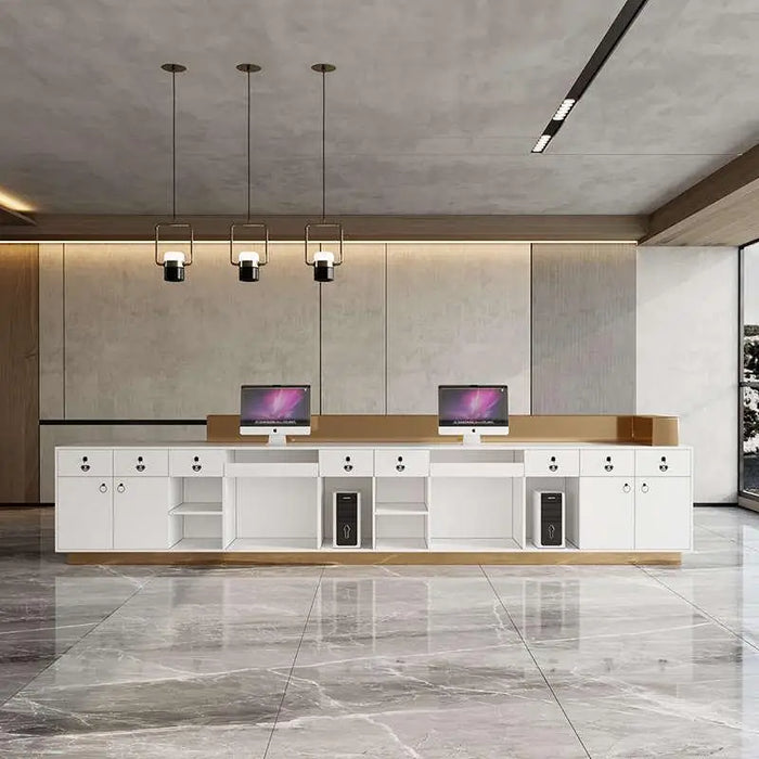 Salon Reception Desk Shop Counter Restaurant Computer Service Desk Vanity Coffee Beauty Table Basse Pour Salon Wood Furniture