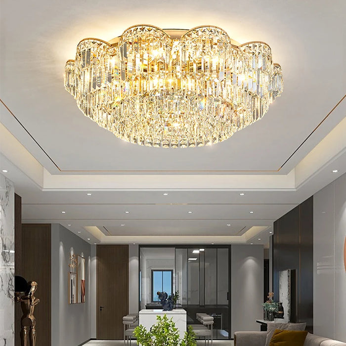 New Gold Luxury 2023 LED Ceiling Chandeliers for Living Room Modern Crystal Hanging Lamp for Ceiling Home Decor Lustre Lighting