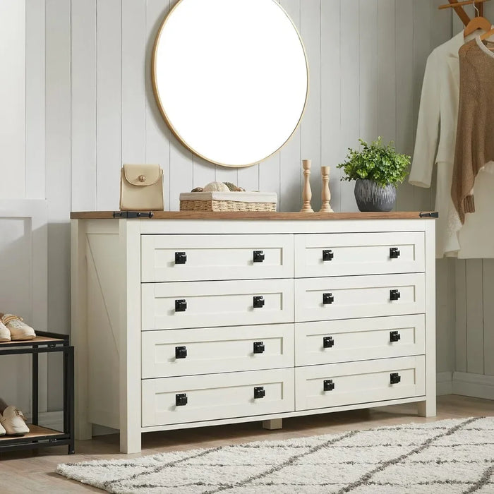 Dresser, Bedroom with 8 Drawer Dresser Cabinet, Wooden Country Wide Drawers, Storage Dresser Bedroom, Living Room, Dresser
