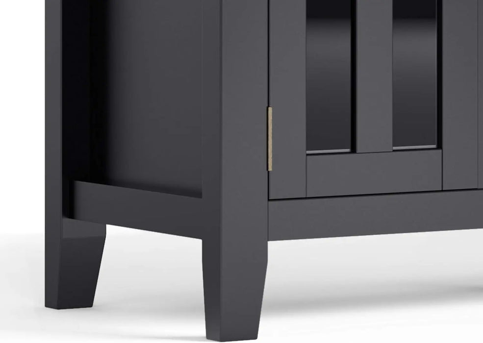 Artisan SOLID WOOD 72 Inch Wide Transitional TV Media Stand in Black for TVs up to 80 Inches, For the Living Room .