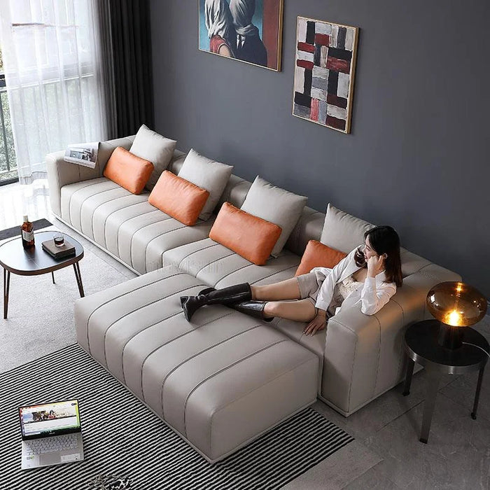 Minimalist Luxury Long Sofa Bed Modern High End Living Room Simple Nordic Italian Big House Sofa Combination Home Furniture