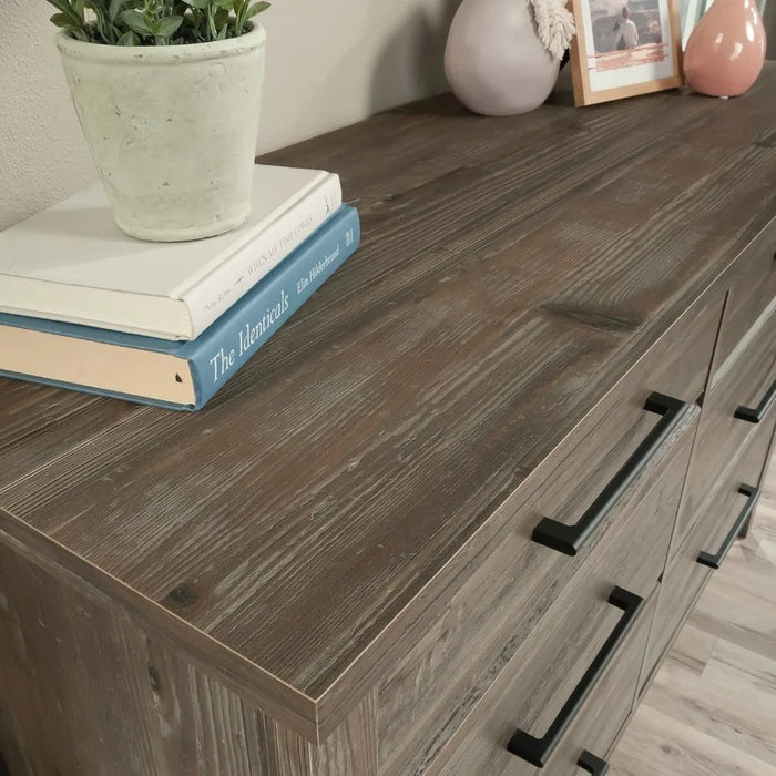 Cabinet Beside The Bed, Sauder Summit Station Dresser, L: 50.91" X W: 18.15" X H: 31.85", Laurel Oak Finish Dressing Desk