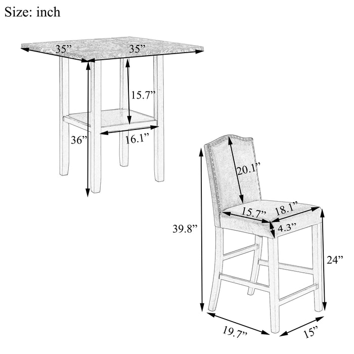Modern 5-Piece Dining Set with Coordinated Chairs and Convenient Bottom Shelf for Stylish Dining Room Decor