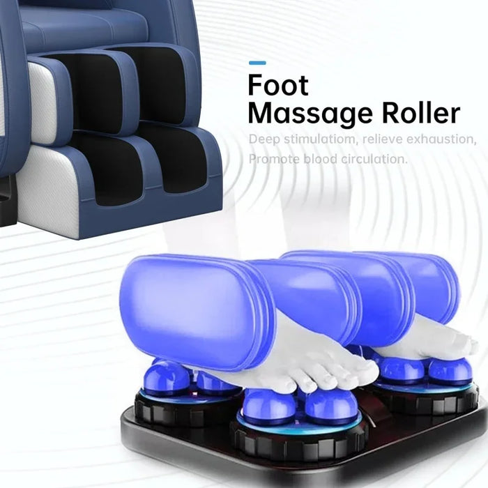 2022 New Massage Chair Recliner with Zero Gravity, Full Body Air Pressure, Heat and Foot Roller Included, Blue