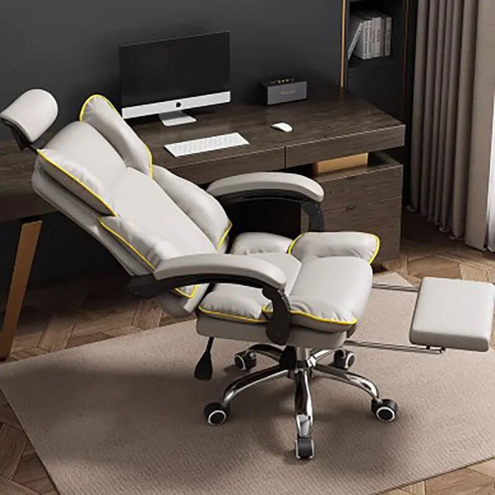 Luxury Leather Office Chair Footrest Back Cushion Wheels Mobile Recliner Chair Computer Study Sillas De Oficina Office Furniture
