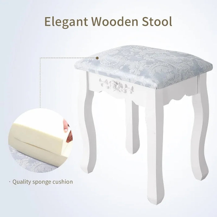 Table Set with 4 Drawer,Bedroom Furniture Set Oval Mirror White