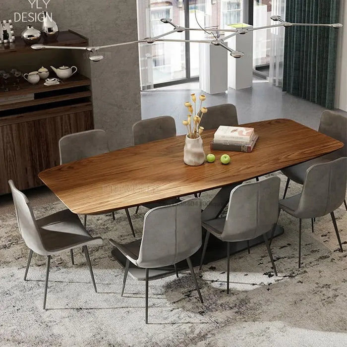 Nordic Walnut Rectangular Kitchen Table Creative Designer Kitchen Furniture Livingroom Poker Dining Table And Chair Combination