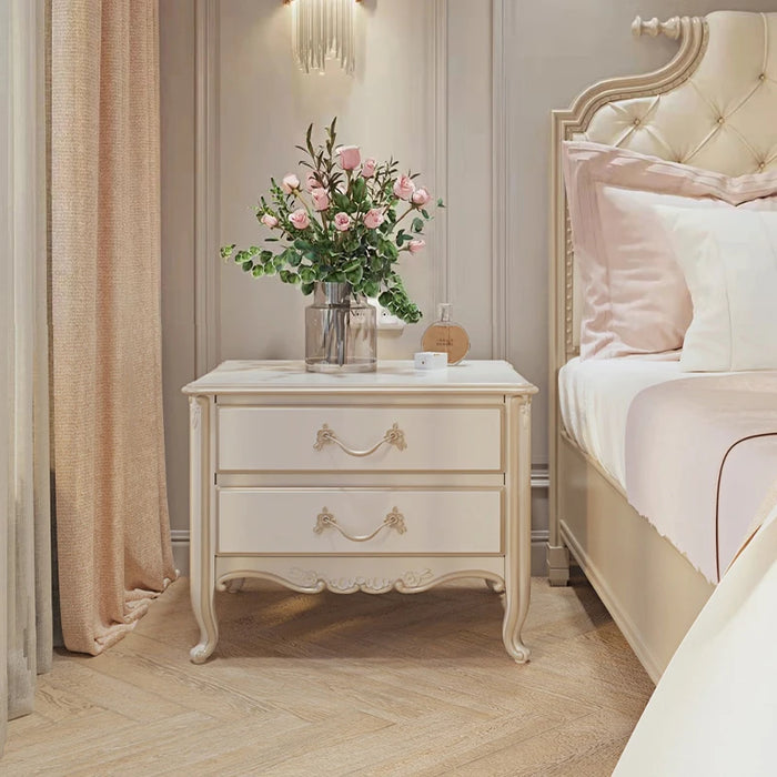 French light luxury INS wind solid wood bed soft cover art bed simple solid wood double bed