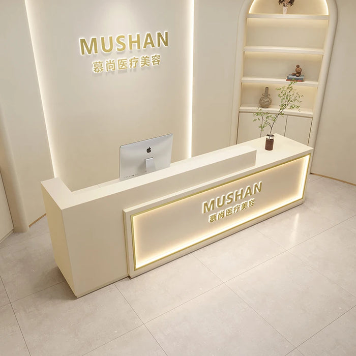 Computer Reception Desk Office Coffee Beauty Church Pulpit Service Desk Shop Counter Gaming Tasca Bancone Bar Wood Furniture