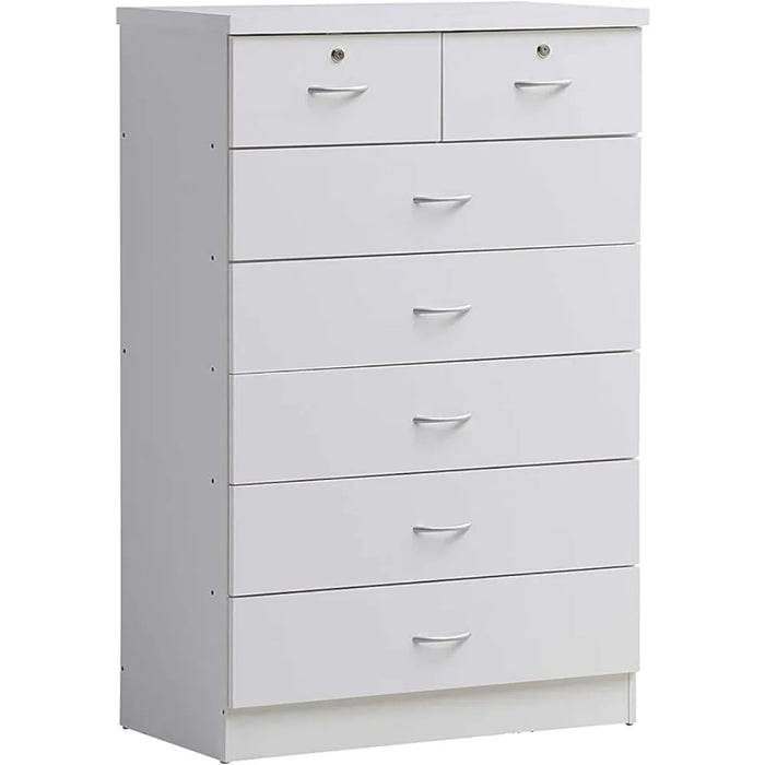31.5 Inch Wide Chest of Drawers Kitchen Cabinet Storage Shelf 7 Drawer Wood Dresser for Bedroom Living Room Furniture