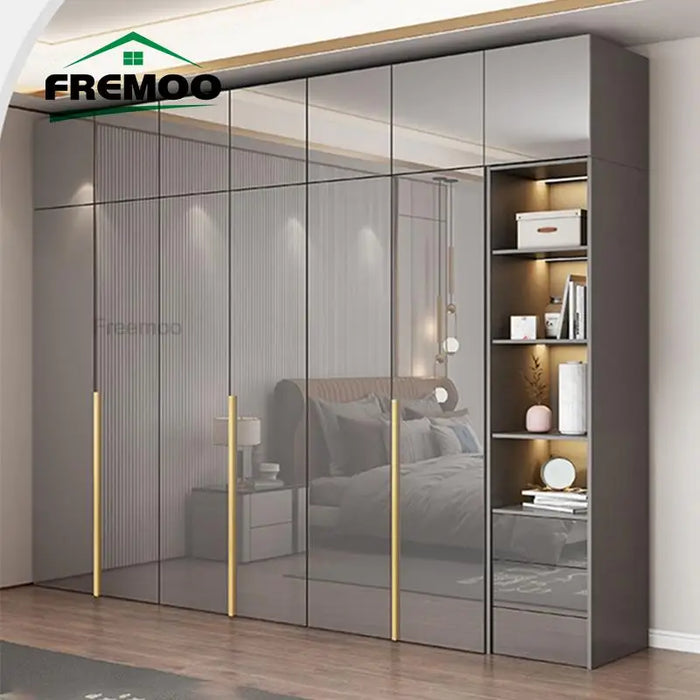 Light Luxury High-Gloss Wardrobe Simple Modern Bedroom Cabinet Four-Six-Eight Door Combination Closet Furniture For Clothes