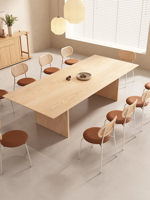 Villa Taiwan Pure White Rock Table Solid Wood Modern Simple Large-sized Nordic Cream Japanese Log Table  Dining Table  Furniture