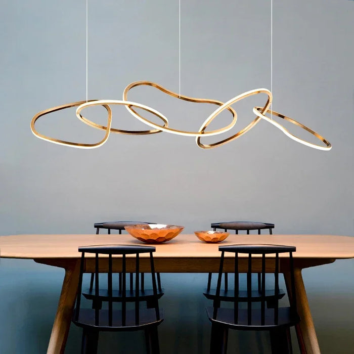 Modern Annular Led Pendant Light Dimmable for Dining Room Coffee Tables Kitchen Chandelier Home Decor Hanging Light Fixture