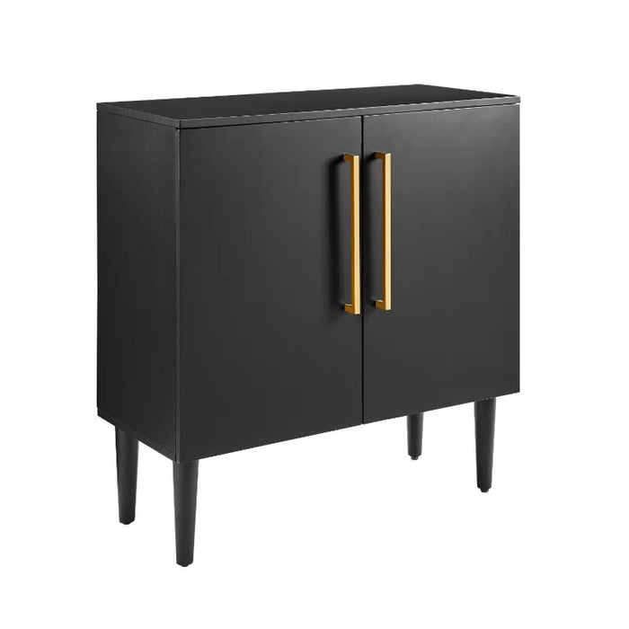 Crosley Furniture Everett Accent Cabinet in Matte Black  living room cabinets  storage cabinet