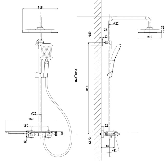 Luxury Gray White Bathroom Shower Set Smart Digital Display Thermostatic Shower System Full Sets LED Bathtub Rain Showers Faucet