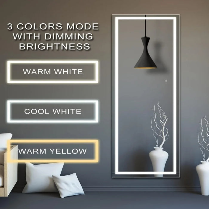 Vanity Mirror Lighted Full Body Length Light Up Touch Mirror Bathroom Mirrors Full-body Floor Wall Large Decorative Shower Home