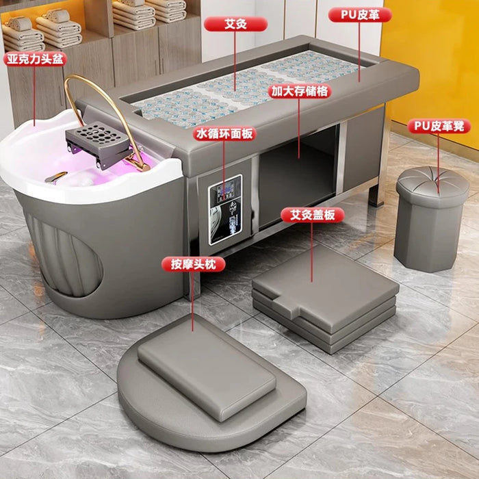 Moxibustion Head Therapy Shampoo Bed Water Cycle Fumigation Thai Massage Barbershop Beauty Salon Camilla Masaje Furniture WKXYF