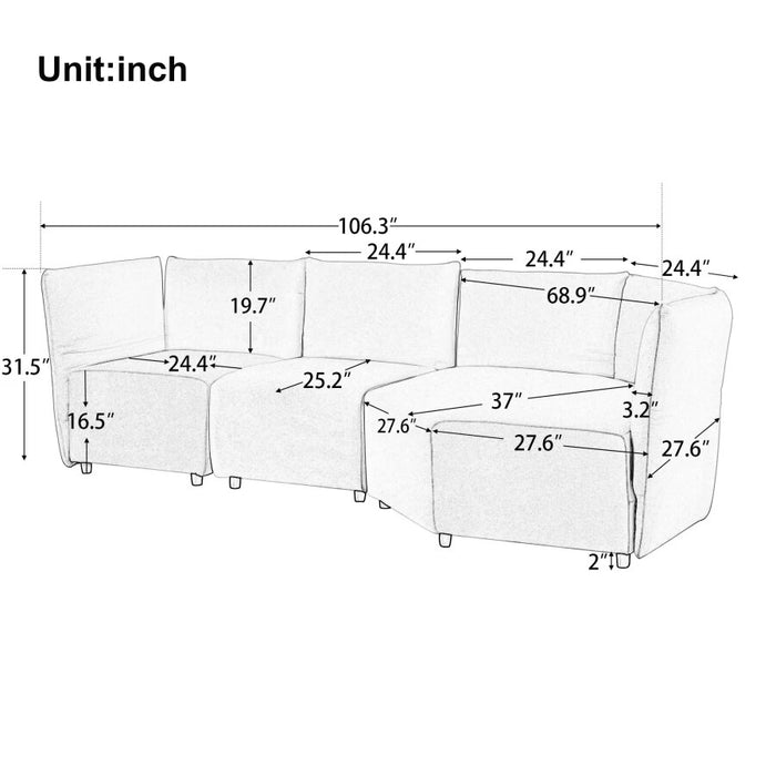 Orange Living Room Sofa Set European Polyester Upholstery Office Adjustable Back Dedroom Free Combination Interior Decoration