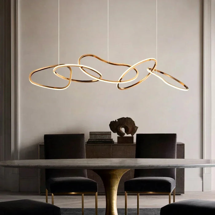 Modern Annular Led Pendant Light Dimmable for Dining Room Coffee Tables Kitchen Chandelier Home Decor Hanging Light Fixture