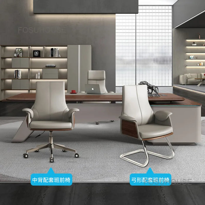 Leather Office Chairs Business Computer Chair High Back Study Boss Chair Lifting Swivel Armchair Gaming Chair Bedroom Furniture