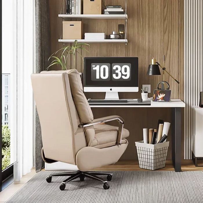Back Rest Leather Office Chair Design Armrest Modern Roller Executive Chair Luxurious Wheels Ergonomic Silla Oficina Decoration