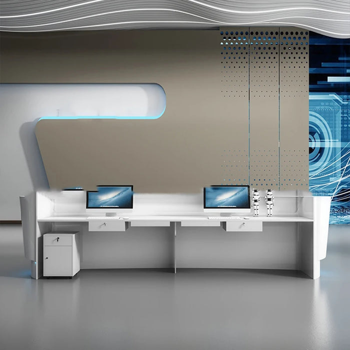 Modern Shop Salon Reception Desk Front White Commercial Bar Cash Premium Reception Desks Wooden Schreibtisch Furniture HDH