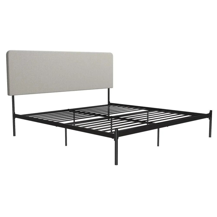 Daybed Krew Upholstered Bed Bases and Bed Frames Queen King Size Frame Double Beds & Furnitures Black Metal/Gray Linen Trees