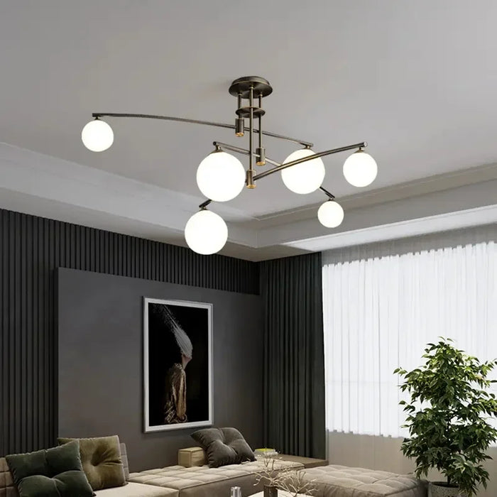 Nordic Modern Glass Ceiling Chandelier Black Gold Pendant Light for Living Room Bedroom G9 LED Iron Art Hanging Light Fixture