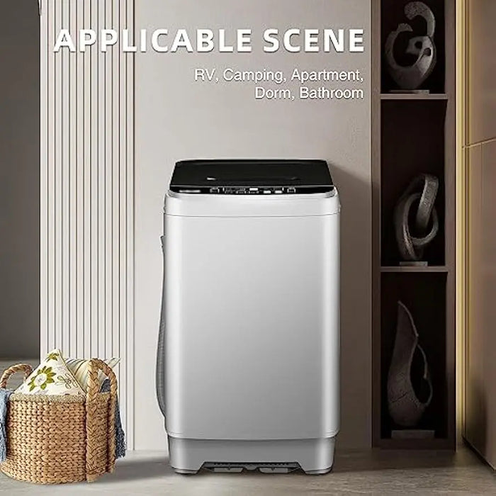15.6 lbs Top Load Portable Washer with Drain Pump, LED Display with 10 Programs & 8 Water Levels Selections, Ideal for Apartment