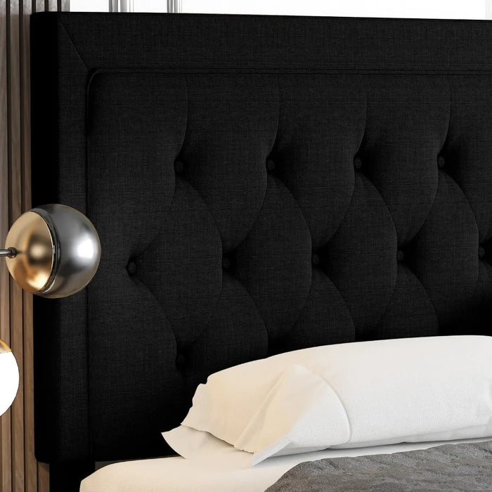 Wood Slat Support Bed Frane Queen Size Bed Frame Upholstered Platform Bed With Adjustable Headboard Full Beds for Marriage Home