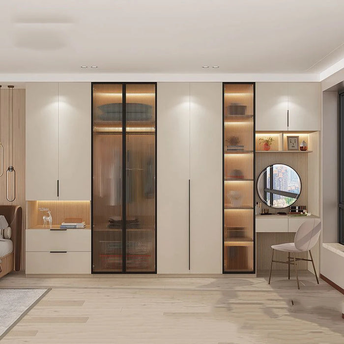 Minimilist Bedroom Wardrobe Glass Transparent Vertical Vanity Storage Organizer Multi Layer Closet Elegant Rangement Furniture