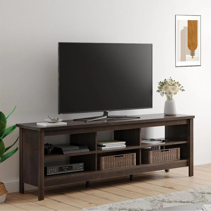 TV Stand for 80 Inch TV, Farmhouse TV Cabinet for 75 inch TV with 6 Storages, Living Room TV Console Table Entertainment Center,