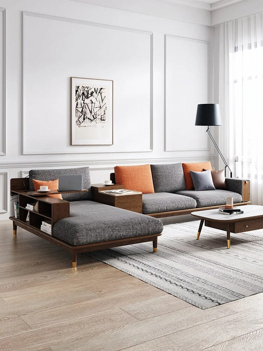 Home Couch Sofa Set Furniture Super Loading Ability Dark Grey L-shape Chaise Modern Living Room Sofas