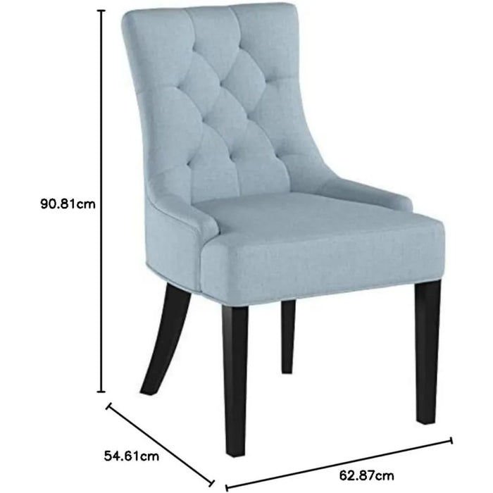 Hayden Fabric Dining Chairs, 2-Pcs Set, Wood, Light Sky