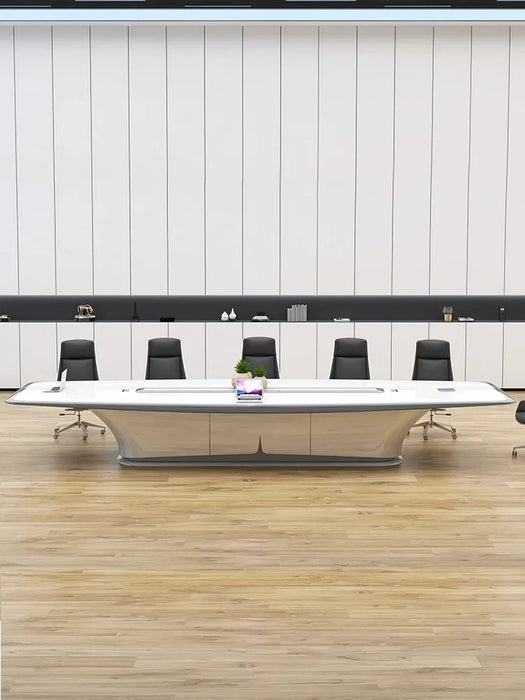 Painted white gray conference table, minimalist modern negotiation table, high-end grand reception table