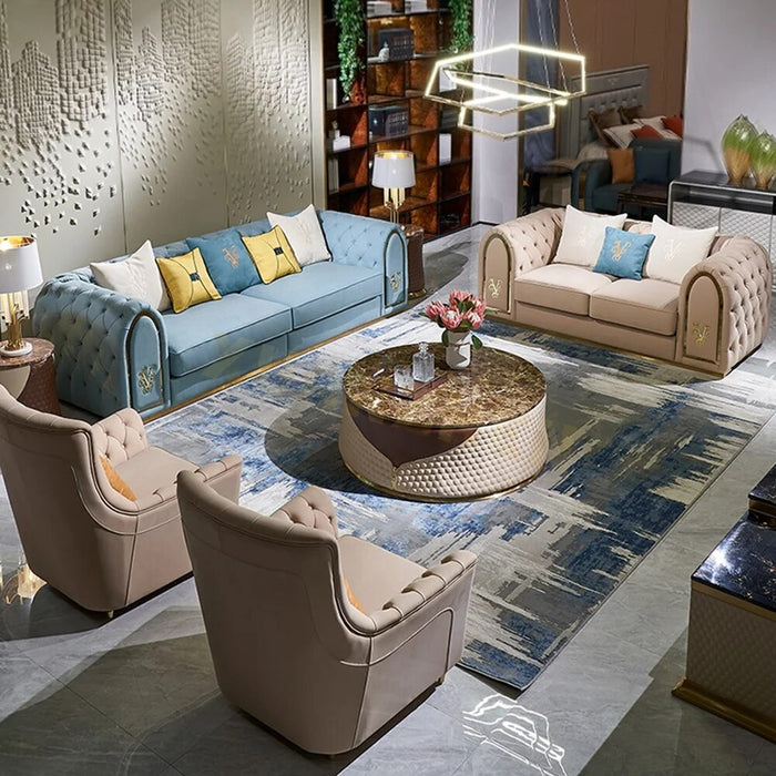 Living room furniture stainless steel 3 seater modern design sofas luxury modern coach sofa set furniture living room sofa