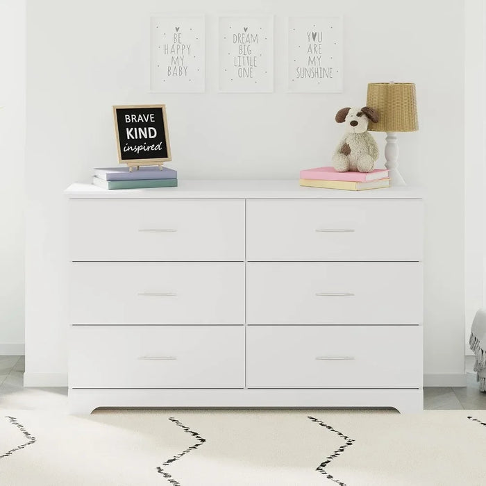 Fabric Dresser For Nursery Brookside 6 Drawer Double Dresser (White) – GREENGUARD Gold Certified Toilet Furniture Makeup Kids