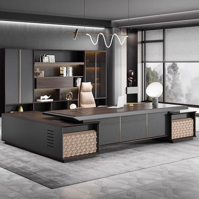 Luxury Office Desk Computer Storage L Shaped Wooden Desktops Standing Drawers Desk Table Executive Mesa Escritorio Desk Supplies