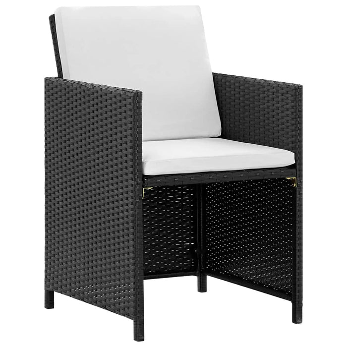 5 Piece Patio Dining Set with Cushions Poly Rattan Black B Outdoor Table and Chair Sets Outdoor Furniture Sets