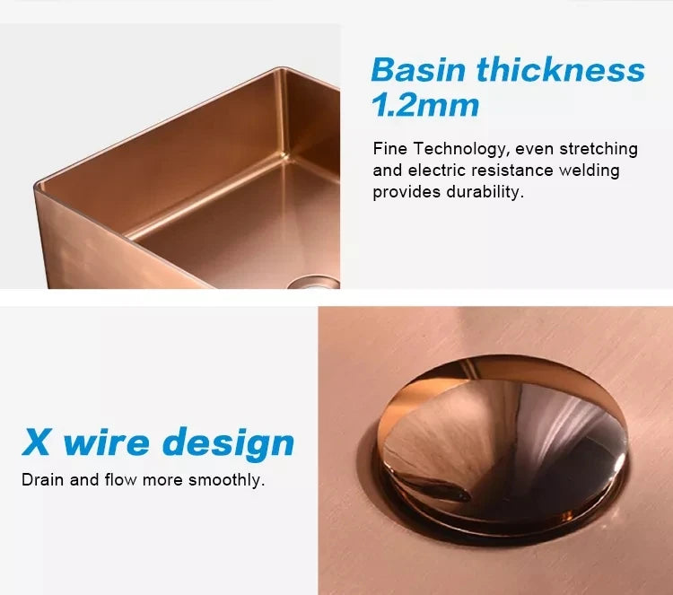 Top Quality Luxury Bathroom Basin sink 500*400*140mm Vessel Basin Hotel Vanity Basin Rose Gold Basin Toilet Sink,Modern Design