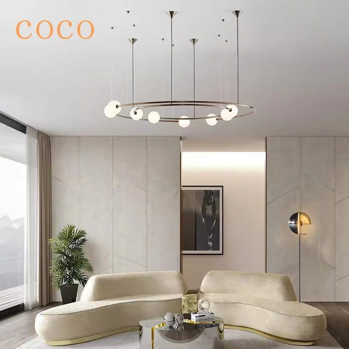 Modern Nordic Personality Creative Ring Pendant Lamp, for The Living Room Planet Circle Hanging Lamp Shade Decoration Lighting